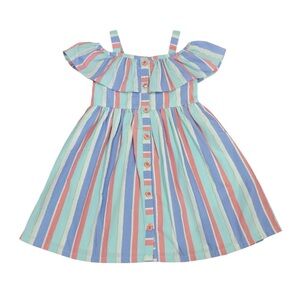 Penelope Mack Girls Striped Cold Shoulder Dress